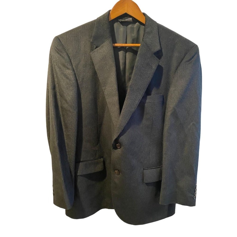 JOS A BANK mens WOOL & SILK sport‎ coat BLACK CORDUROY CLASSIC FIT S42